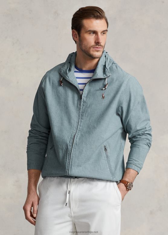 мушкарци Ralph Lauren индиго цхамбраи јакна са капуљачом V2V441384