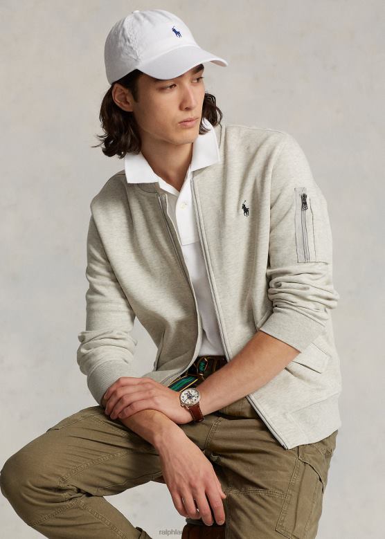 мушкарци Ralph Lauren двоструко плетена бомбер јакна V2V44568 лагани спортски хеатхер