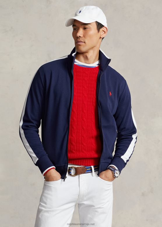 мушкарци Ralph Lauren памучна интерлоцк јакна V2V44595 префињена морнарица