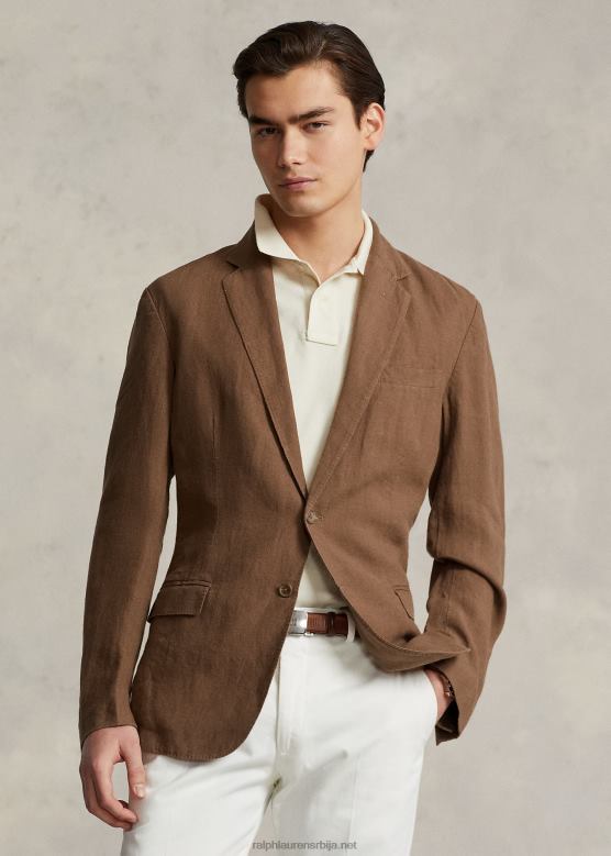 мушкарци Ralph Lauren поло јакна од меког лана V2V448459 пртљаг браон