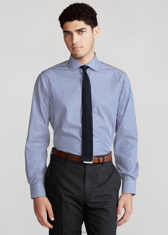 мушкарци Ralph Lauren пругаста кошуља од поплина која се лако негује - све одговара V2V441003 краљевски/бели