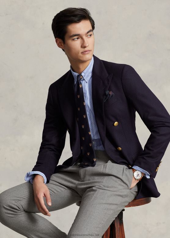 мушкарци Ralph Lauren кошуља са пругастим овратником по мери V2V441196 пада плаво/бело