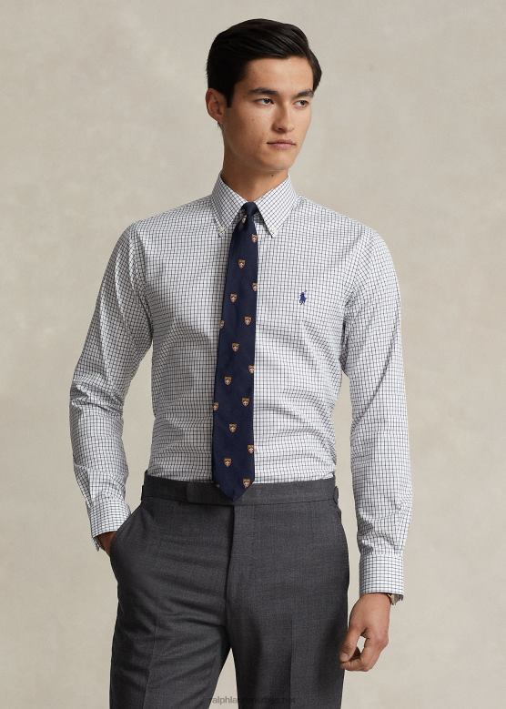 мушкарци Ralph Lauren прилагођена таттерсалл оксфордска кошуља V2V441249 љубичасто/бело мулти