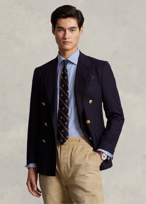 мушкарци Ralph Lauren регент слим фит пругаста кошуља од поплина V2V441263 кобалт плава/бела