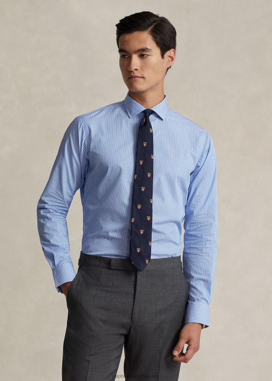 мушкарци Ralph Lauren пругаста кошуља од поплина која се лако негује - све одговара V2V44448 азурно/бело