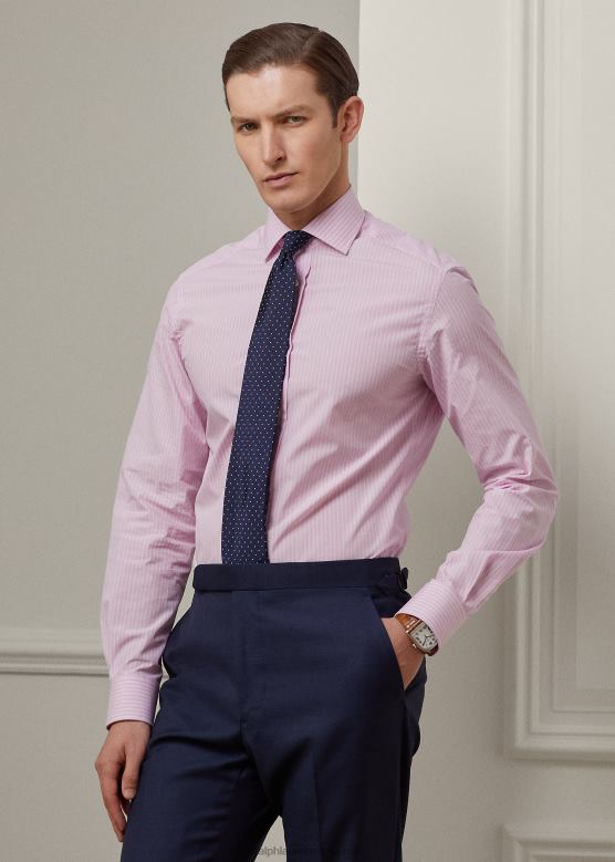 мушкарци Ralph Lauren пругаста кошуља с краја на крај V2V4454 розе/бело