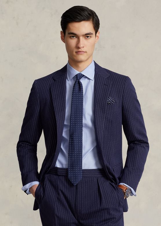 мушкарци Ralph Lauren уска кошуља од поплина V2V44542 медитеранско плаво