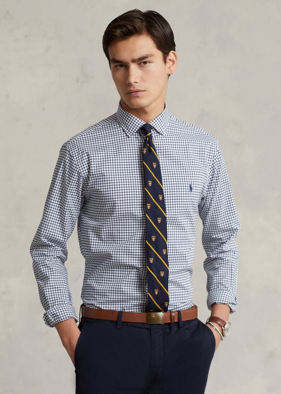 мушкарци Ralph Lauren кошуља од пуплина са карираним кројем V2V44785 морнарско/бела