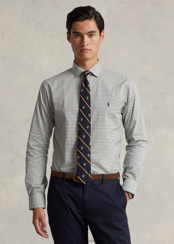 мушкарци Ralph Lauren кошуља од пуплина са карираним кројем V2V44786 класична сива/бела