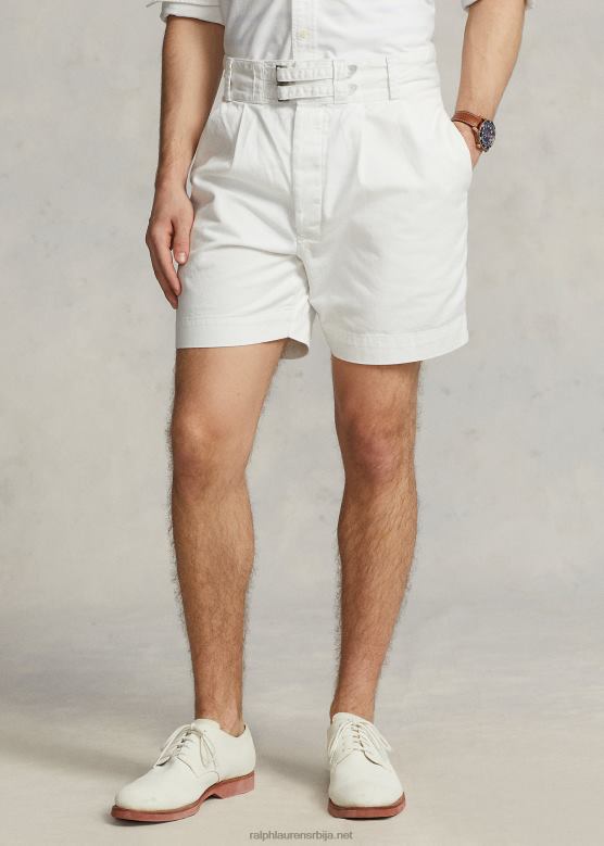 мушкарци Ralph Lauren 7-инчни кратки плисирани кепер опуштеног кроја V2V448596 палуба бела