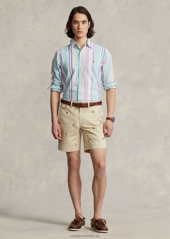 мушкарци Ralph Lauren 8-инчни растезљиви прави цхино кратки V2V441061 лој крем са наутичком