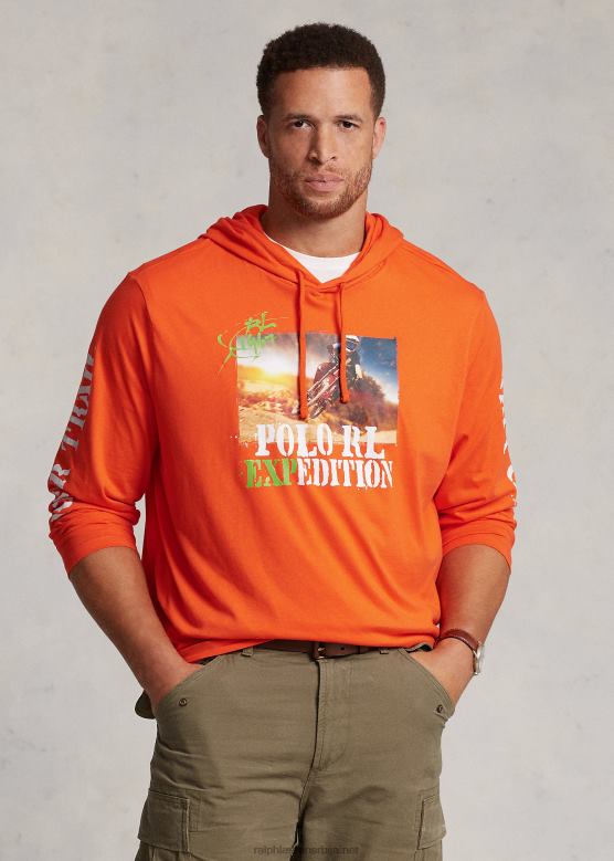 мушкарци Ralph Lauren мајица са капуљачом са графиком од дреса V2V441382 активна наранџаста