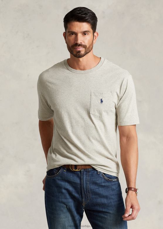 мушкарци Ralph Lauren мајица са џепом од дреса V2V441850 нови сиви вресак