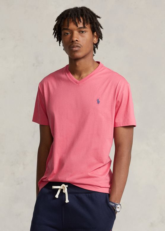 мушкарци Ralph Lauren мајица са в-изрезом класичног кроја V2V44209 бледоцрвена