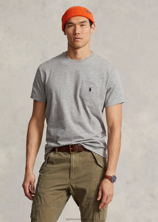 мушкарци Ralph Lauren мајица са џеповима од дреса-све пристаје V2V44250 тамни старински хеатхер