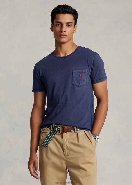 мушкарци Ralph Lauren прилагођена танка мајица од дреса са џепом V2V44311 крстарење морнарице