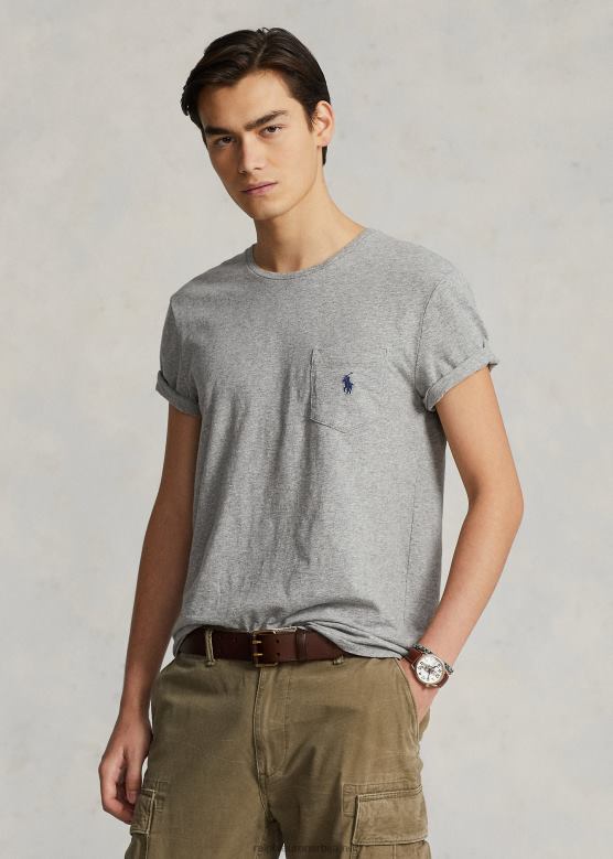 мушкарци Ralph Lauren прилагођена танка мајица од дреса са џепом V2V44315 тамни старински хеатхер