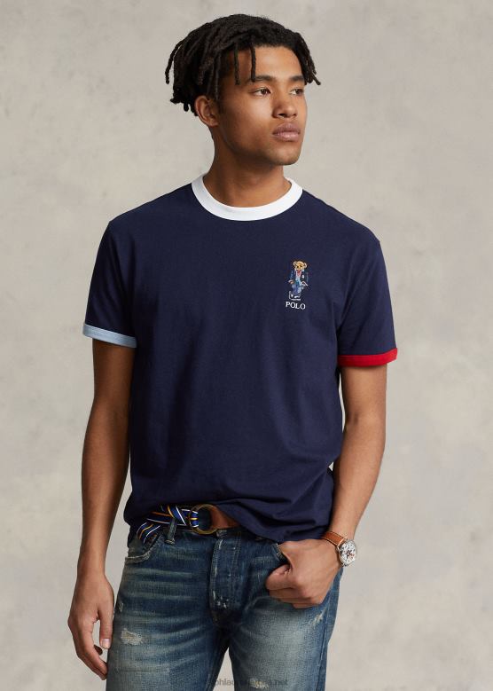 мушкарци Ralph Lauren цустом слим фит мајица од дреса медведа V2V44323 регата морнарице крстарења