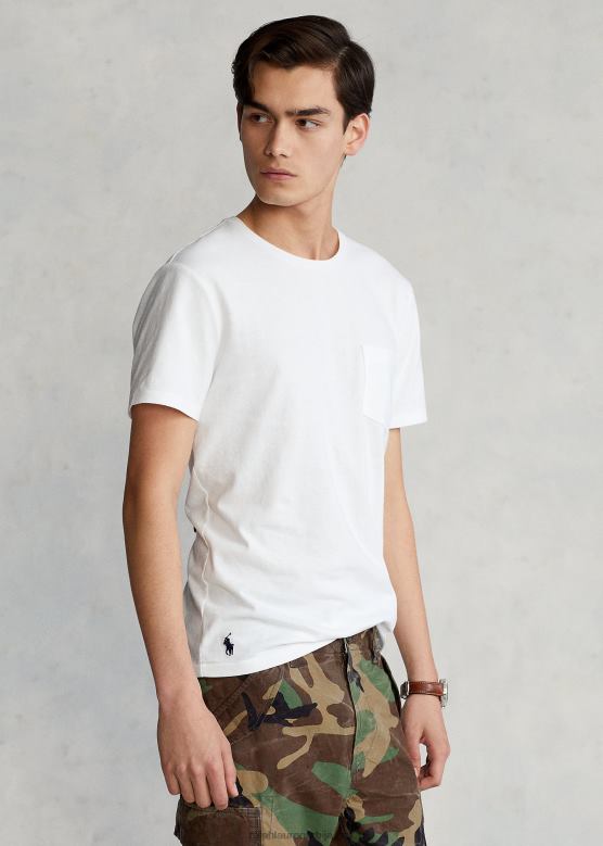 мушкарци Ralph Lauren прилагођена танка мајица од дреса са џепом V2V44343 бео