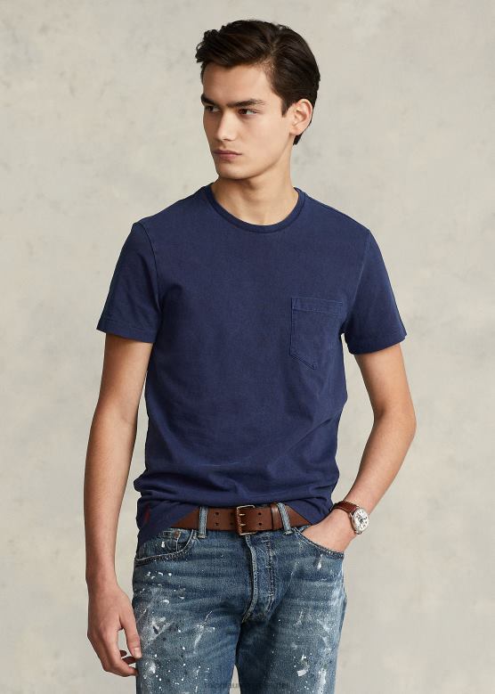 мушкарци Ralph Lauren прилагођена танка мајица од дреса са џепом V2V44344 невпорт морнарица