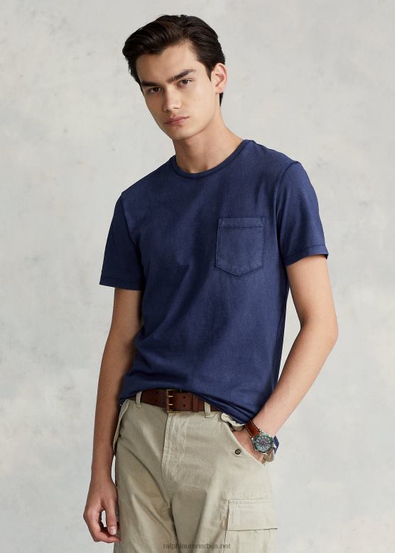 мушкарци Ralph Lauren прилагођена танка мајица од дреса са џепом V2V44345 крстарење морнарице