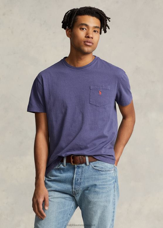 мушкарци Ralph Lauren памучно-платнена џепна мајица класичног кроја V2V44372 бродска морнарица