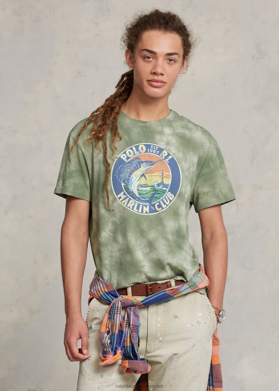 мушкарци Ralph Lauren мајица од дреса са графиком класичног кроја V2V44529 терет зелене боје