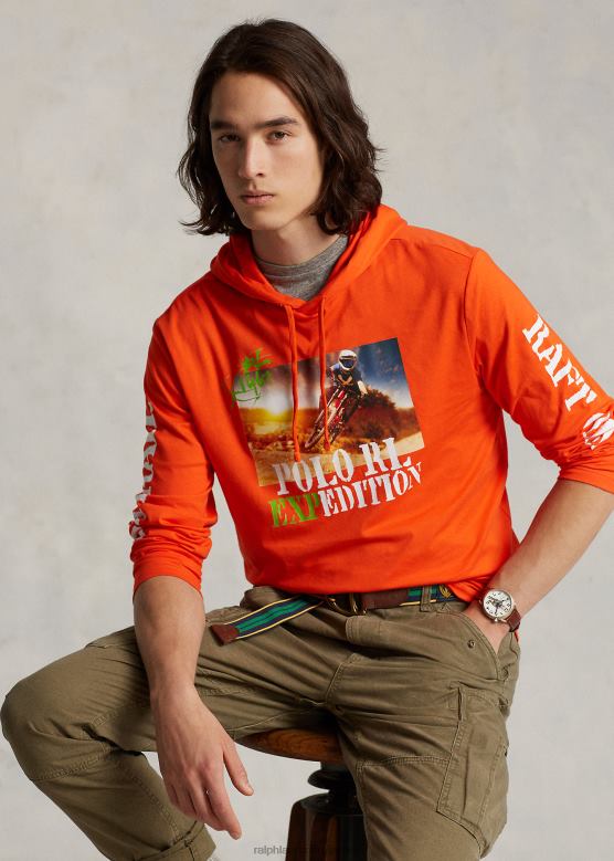 мушкарци Ralph Lauren мајица са капуљачом са графиком од дреса V2V448495 активна наранџаста