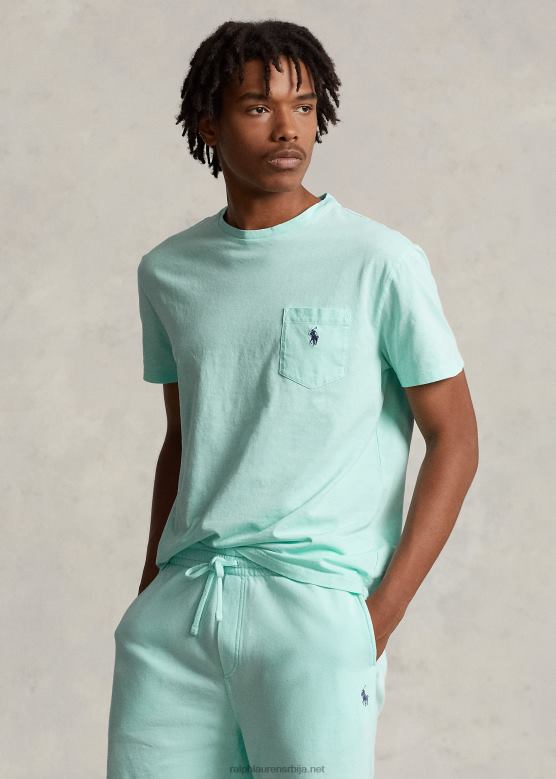 мушкарци Ralph Lauren памучно-платнена џепна мајица класичног кроја V2V448558 исланд акуа