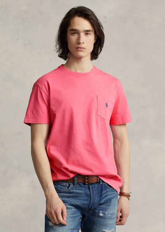 мушкарци Ralph Lauren памучно-платнена џепна мајица класичног кроја V2V448560 црвено небо