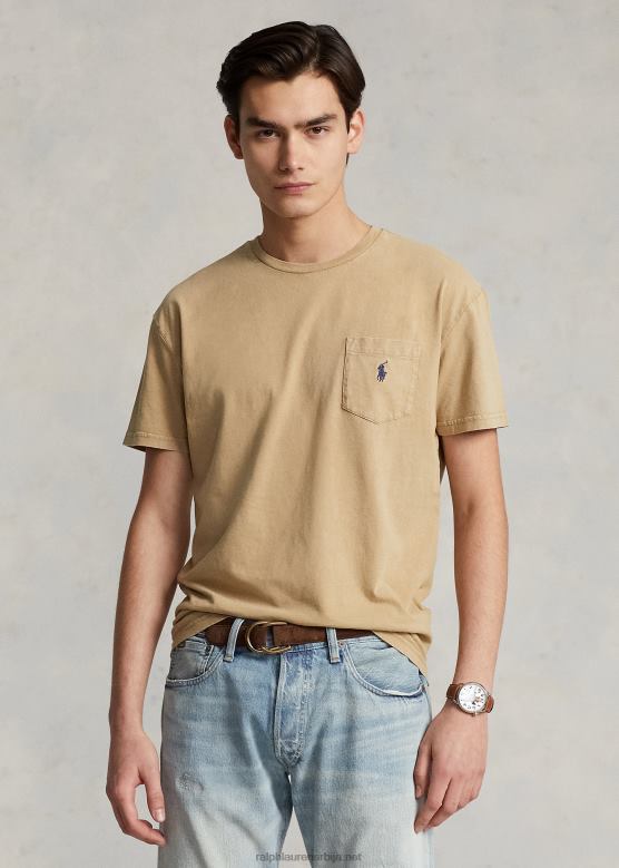 мушкарци Ralph Lauren памучно-платнена џепна мајица класичног кроја V2V448562 винтаге каки