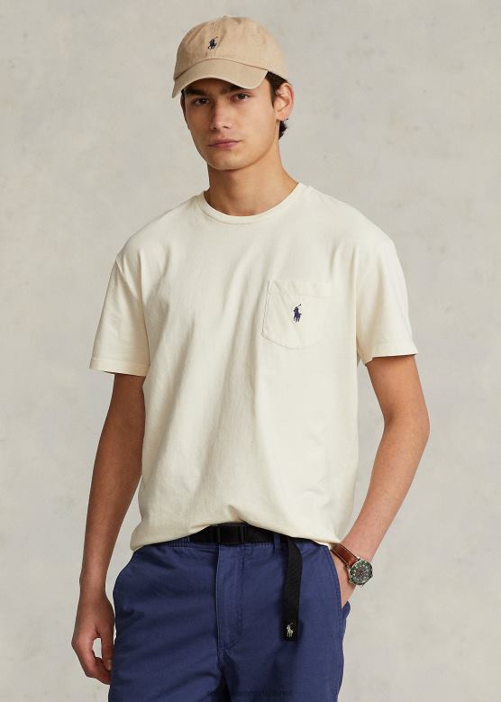 мушкарци Ralph Lauren памучно-платнена џепна мајица класичног кроја V2V448563 пергамент крем