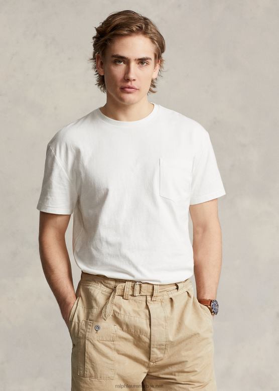 мушкарци Ralph Lauren мајица са џепом од дреса класичног кроја V2V44942 палуба бела