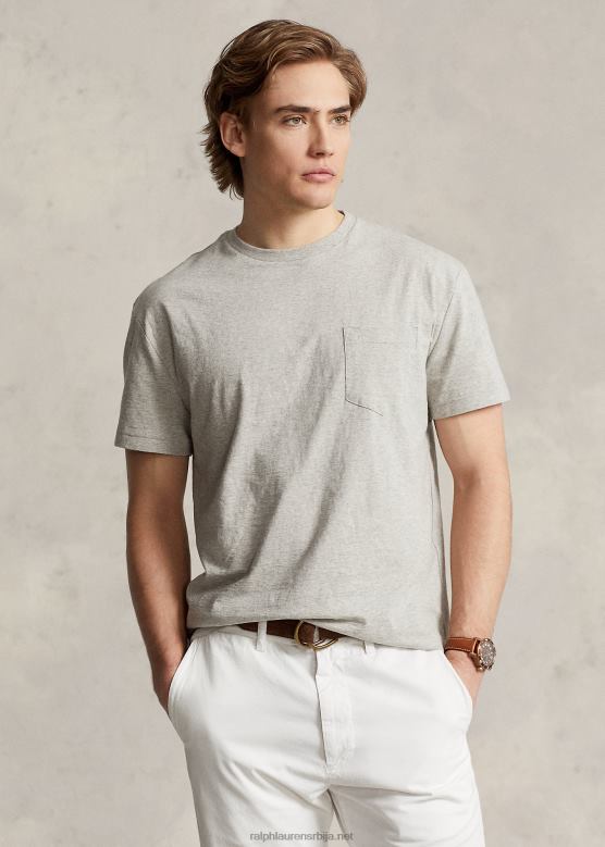 мушкарци Ralph Lauren мајица са џепом од дреса класичног кроја V2V44943 лофт хеатхер