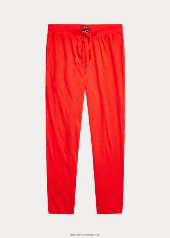 мушкарци Ralph Lauren Пиџама панталоне од пони дреса са потписом V2V441052 светли мак / рагби краљевски