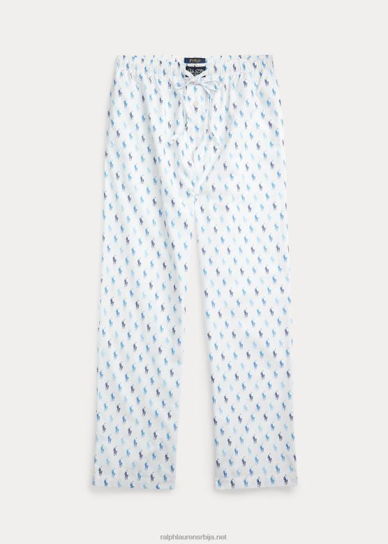 мушкарци Ralph Lauren пони пиџама панталоне са потписом V2V44632 бела/астор плава ривијера