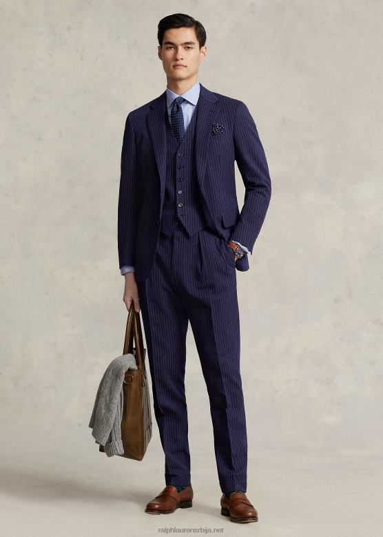 мушкарци Ralph Lauren добби троделно одело са поло пругама V2V441226 морнарско/крем