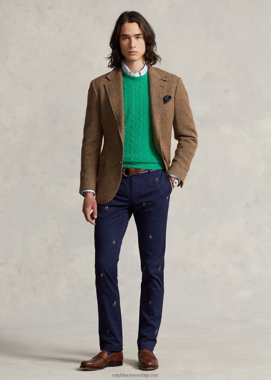 мушкарци Ralph Lauren растезљиве слим фит везене цхино панталоне V2V441045 неп