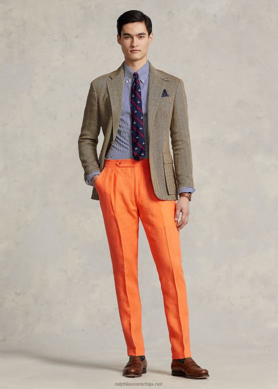 мушкарци Ralph Lauren плисиране платнене панталоне V2V441267 оптичка наранџаста