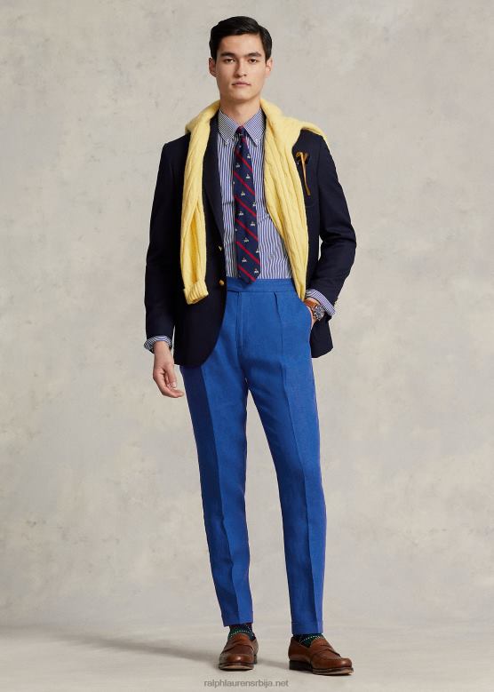 мушкарци Ralph Lauren плисиране платнене панталоне V2V441268 сафирна звезда