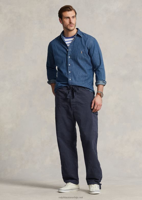 мушкарци Ralph Lauren платнене панталоне опуштеног кроја V2V441356 невпорт морнарица