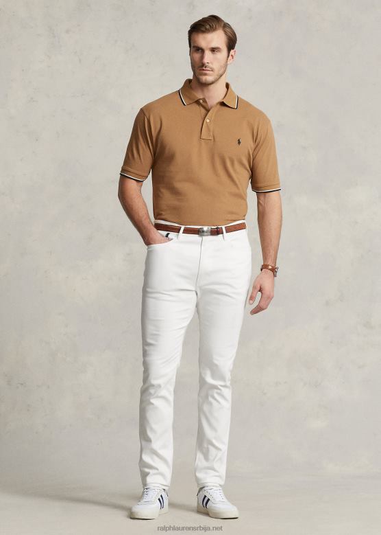 мушкарци Ralph Lauren слим фит стретцх добби панталоне V2V441402 палуба бела