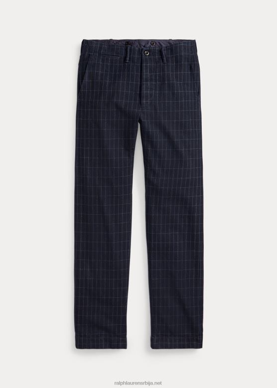 мушкарци Ralph Lauren официрске ланено-памучне панталоне од кепера V2V441777 индиго боја за предиво