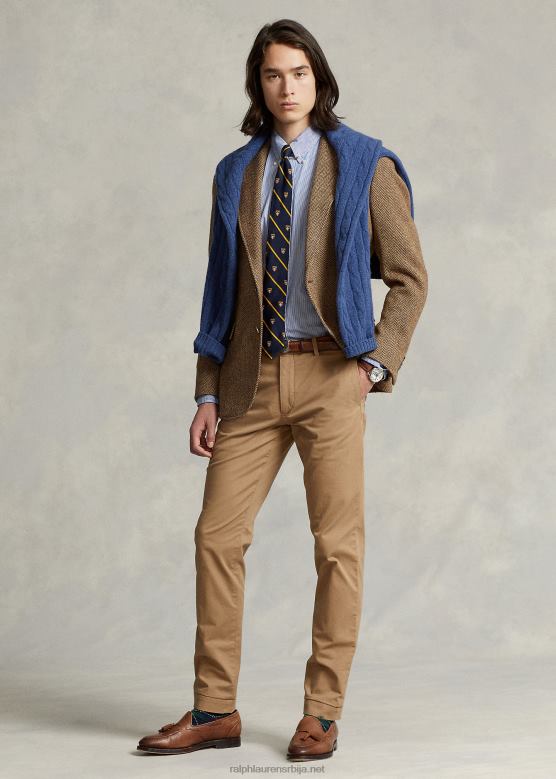 мушкарци Ralph Lauren стретцх слим фит цхино панталоне V2V44474 монтана каки