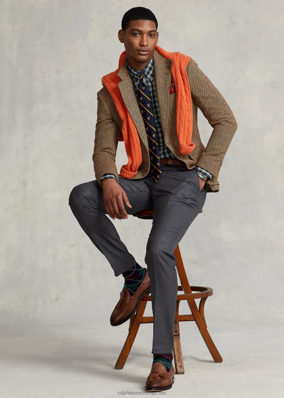 мушкарци Ralph Lauren вунене оксфорд панталоне V2V44570 средње сива