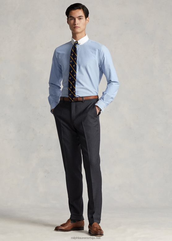 мушкарци Ralph Lauren уске панталоне од вуне од кепера V2V44735 средње сива