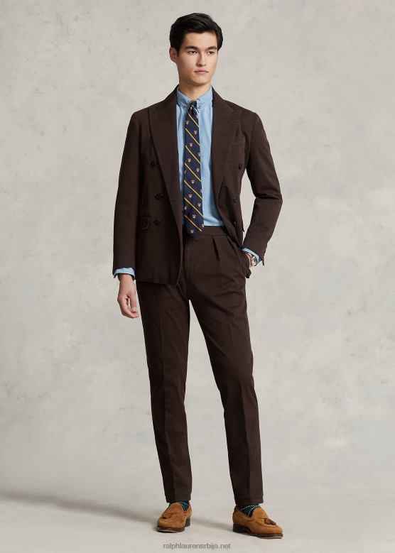 мушкарци Ralph Lauren растезљиве цхино панталоне обојене одећом V2V44822 тамно браон