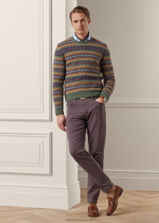 мушкарци Ralph Lauren слим фит стретцх добби панталоне V2V4486 љубичаста жалфија