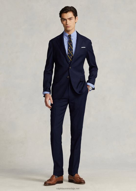 мушкарци Ralph Lauren панталоне од вунене пруге V2V448600 морнарска пруга