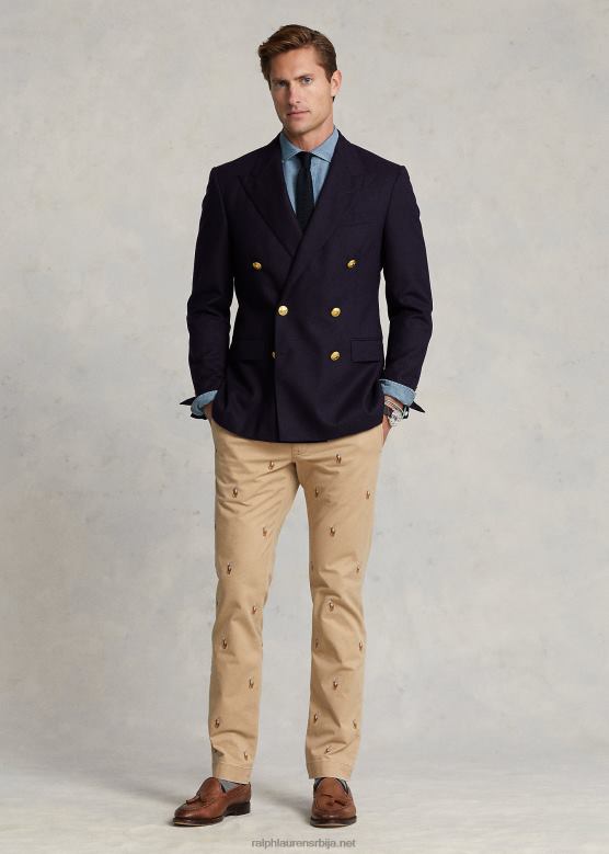 мушкарци Ralph Lauren стретцх слим фит поло пони цхино панталоне V2V44910 винтаге каки аопп